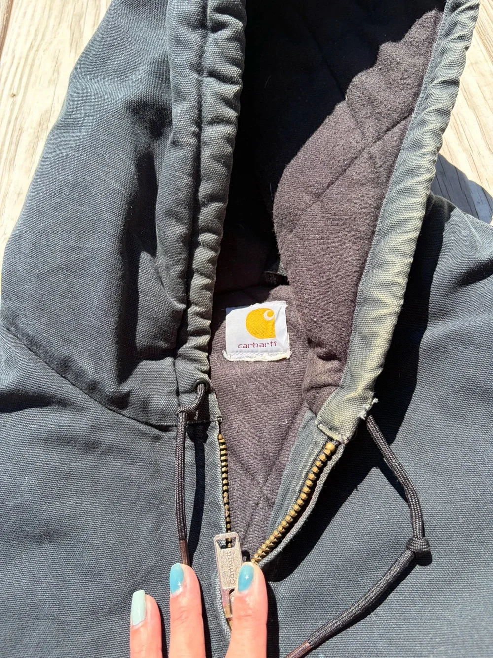 Carhartt J140 2XL Black Duck Canvas‎ Hooded Fleece Quilt Lined Jacket XXL USA